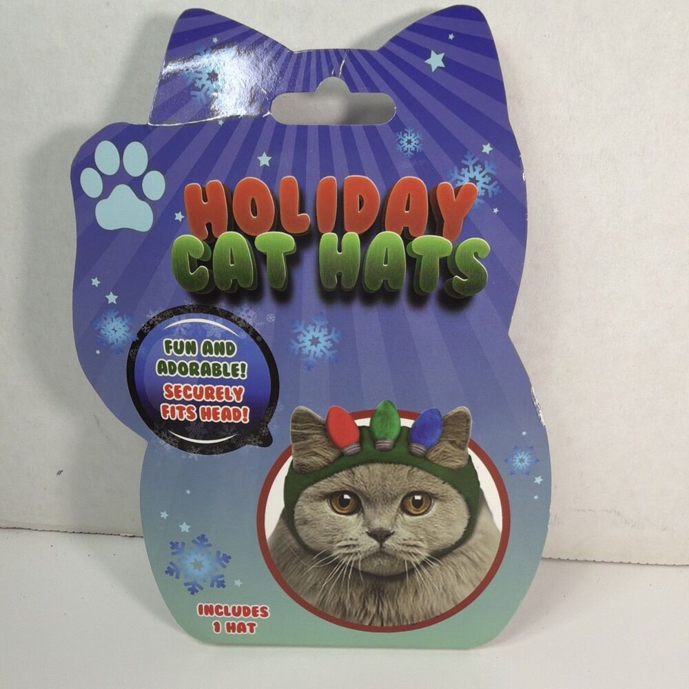 Holiday Cat Hat Christmas Lights Feline Costume Hats Funny Pet Gift Kitten Cats